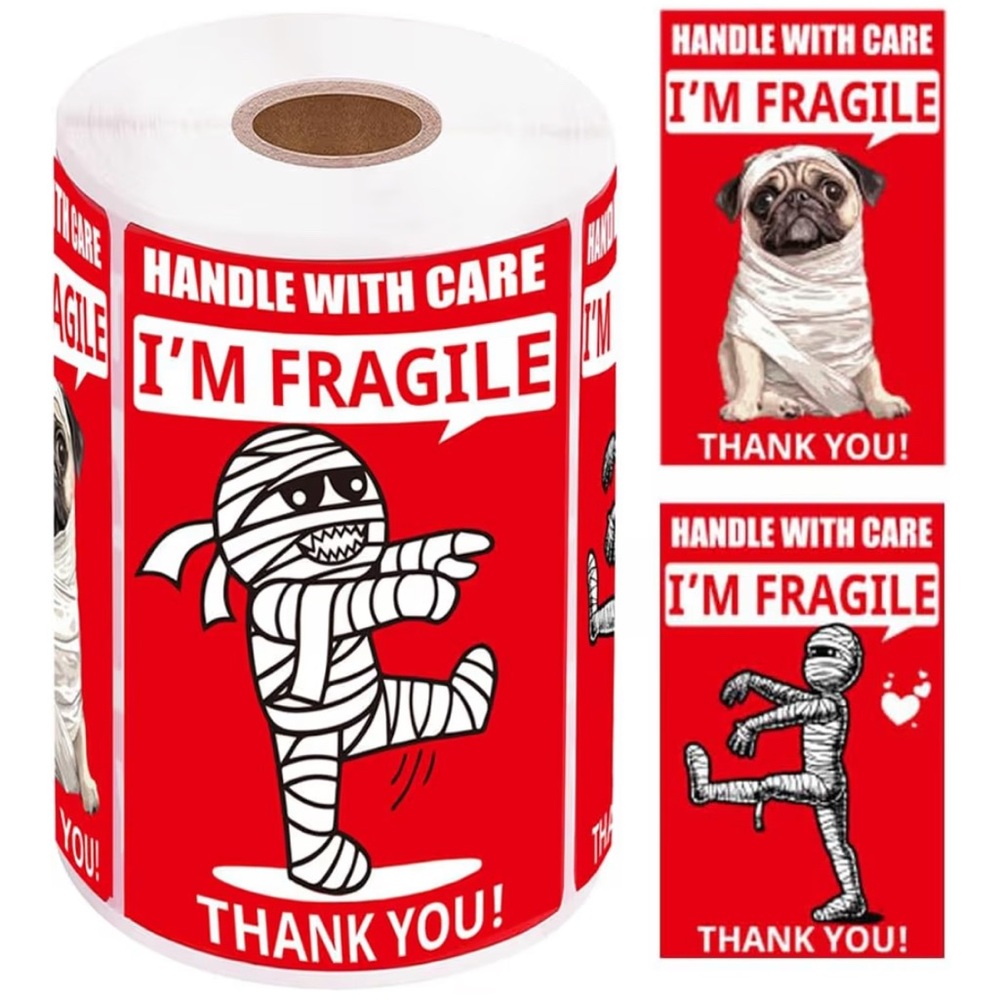 50 Funny Fragile Stickers count plus 5 Thank you Mail Carrier Stickers